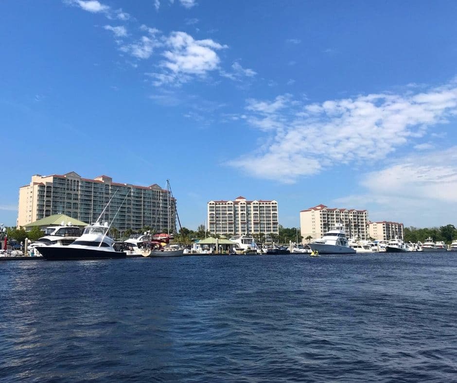 View from boat on the Intracoastal Waterway by Barefoot Landing