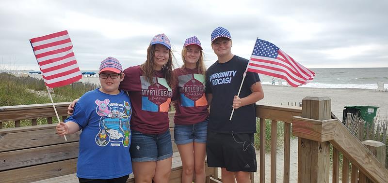 Group of kids in American attire