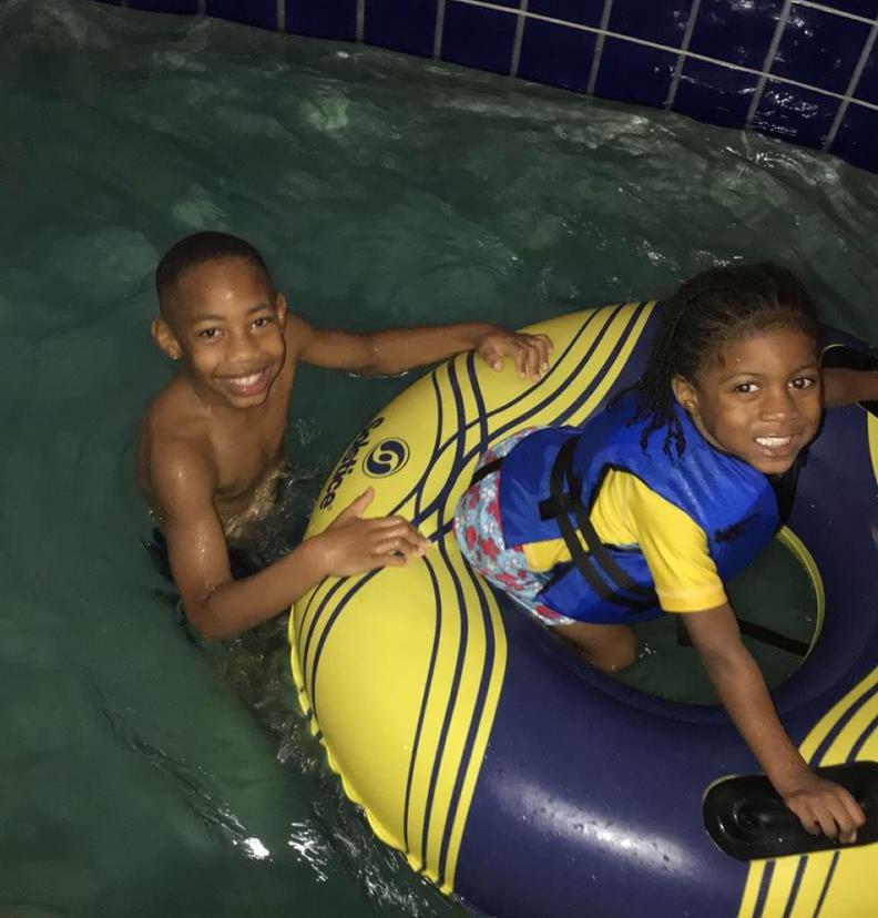 kids in the lazy river