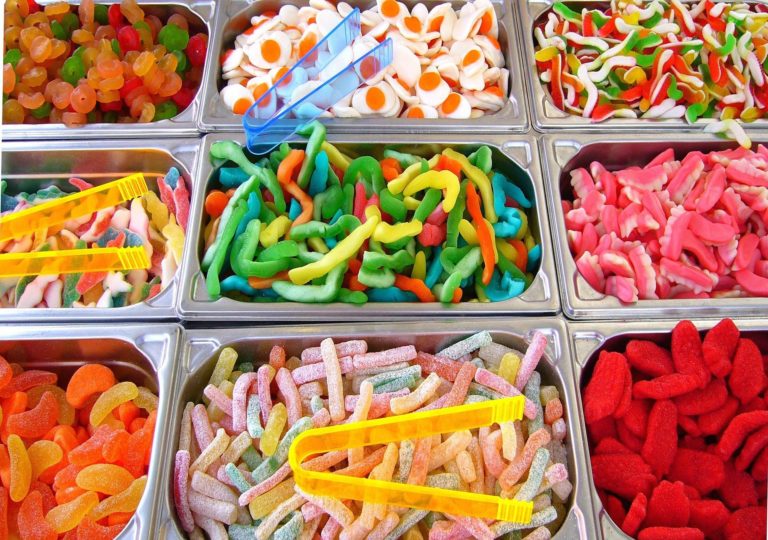 Assortment of candies in a store