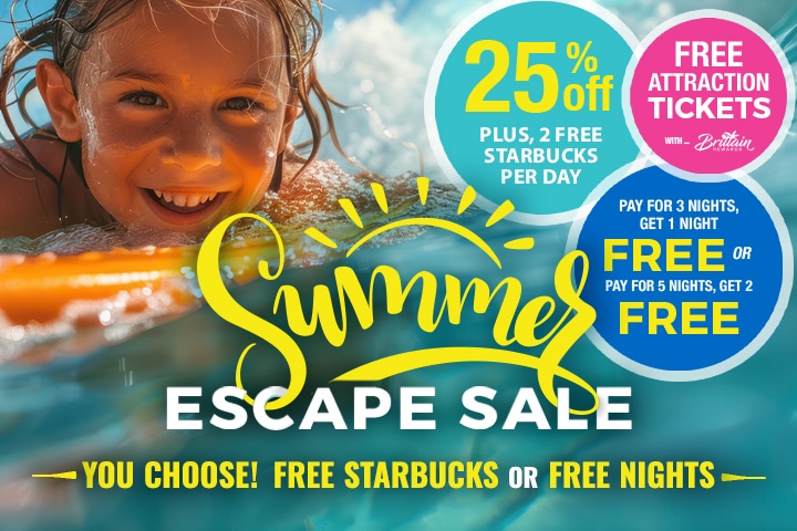 Summer Escape Sale - You Choose! FREE Starbucks OR FREE Night(s)