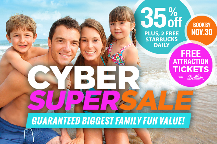 Cyber Super Sale - 35% Off + Two FREE Starbucks Daily and FREE Attraction Tickets