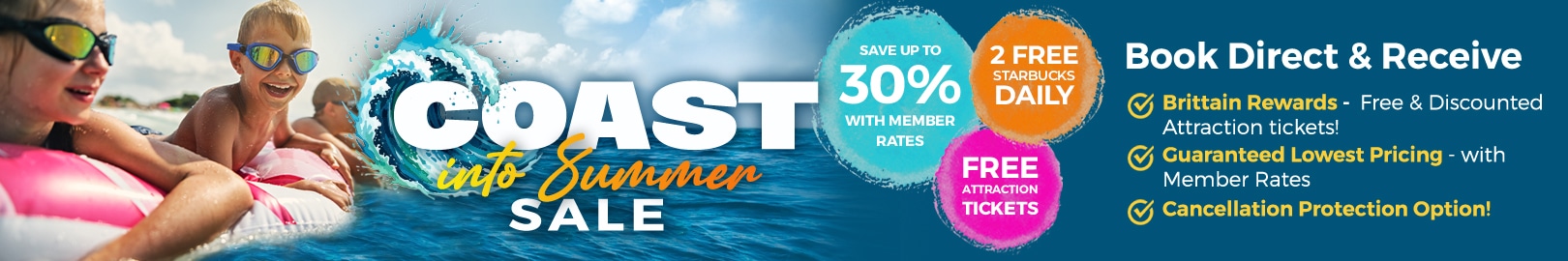 Coast into Summer Sale - Save up to 30% + 2 Free Starbucks Daily